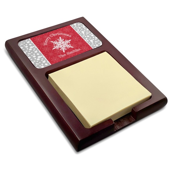 Custom Snowflakes Red Mahogany Sticky Note Holder (Personalized)