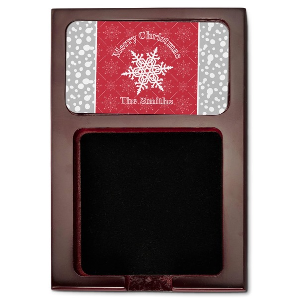 Snowflakes Red Mahogany Sticky Note Holder - Flat
