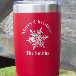 Snowflakes 20 oz Stainless Steel Tumbler - Red - Double Sided (Personalized)