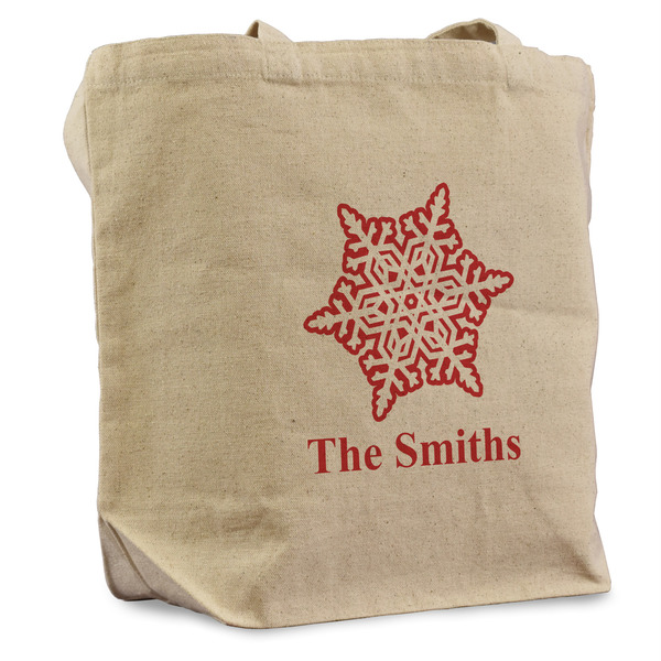 Custom Snowflakes Reusable Cotton Grocery Bag (Personalized)