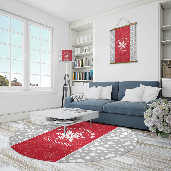 Snowflakes Round Area Rug - IN CONTEXT