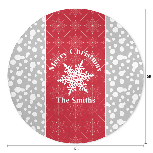 Snowflakes Round Area Rug - Size