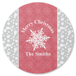 Snowflakes Round Rubber Backed Coaster (Personalized)