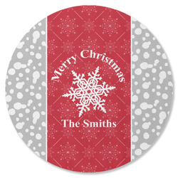 Snowflakes Round Rubber Backed Coaster (Personalized)