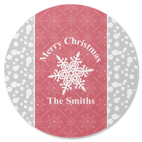 Custom Snowflakes Round Rubber Backed Coaster (Personalized)