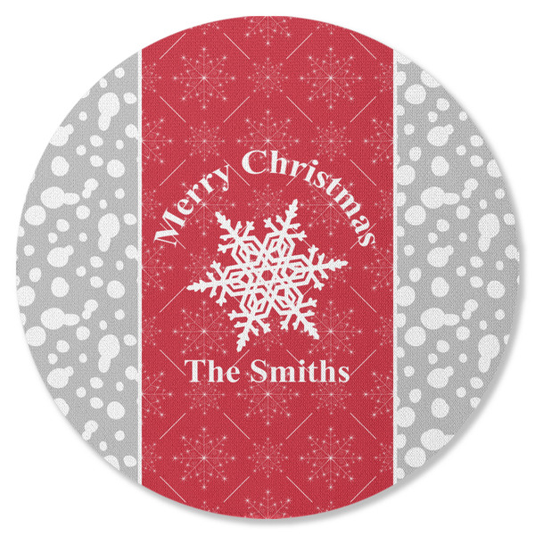 Custom Snowflakes Round Rubber Backed Coaster (Personalized)