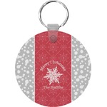 Snowflakes Round Plastic Keychain (Personalized)