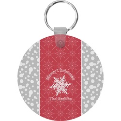 Snowflakes Round Plastic Keychain (Personalized)