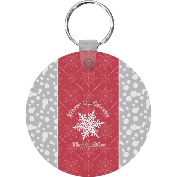 Custom Snowflakes Round Plastic Keychain (Personalized)