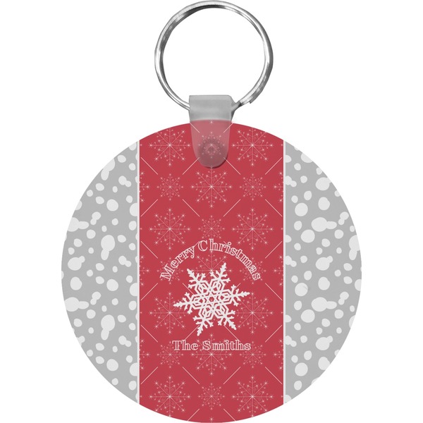 Snowflakes Round Keychain (Personalized)