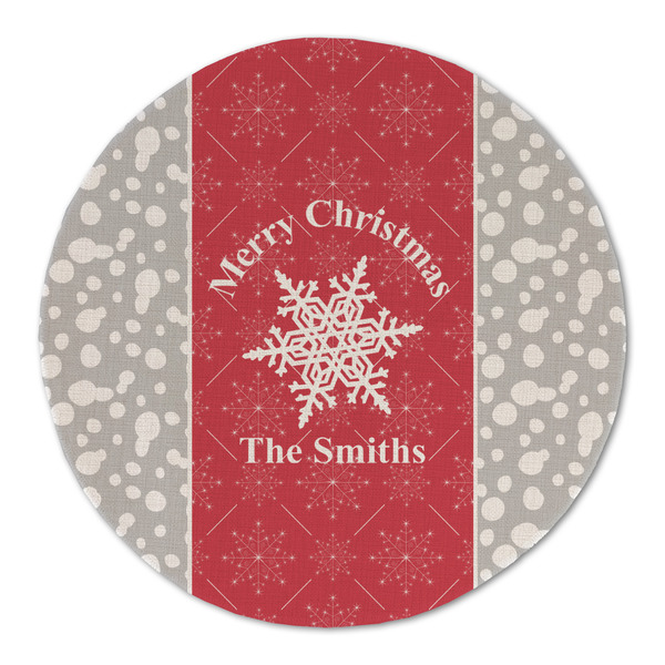 Custom Snowflakes Round Linen Placemat (Personalized)