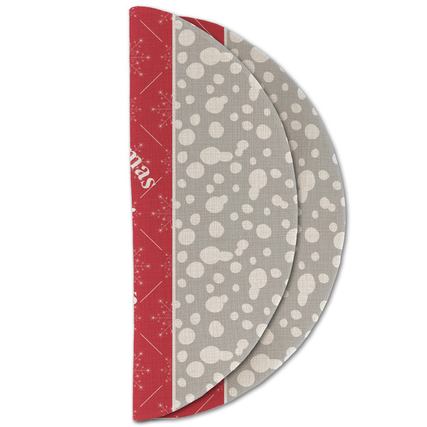 Snowflakes Round Linen Placemats - HALF FOLDED (double sided)