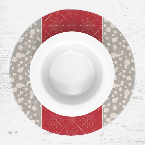 Snowflakes Round Linen Placemats - LIFESTYLE (single)