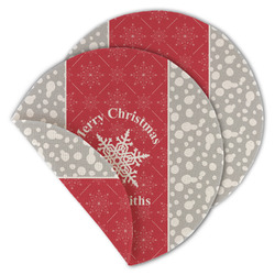 Snowflakes Round Linen Placemat - Double Sided (Personalized)