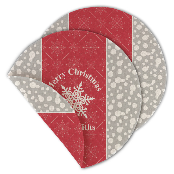 Snowflakes Round Linen Placemats - MAIN (Double-Sided)