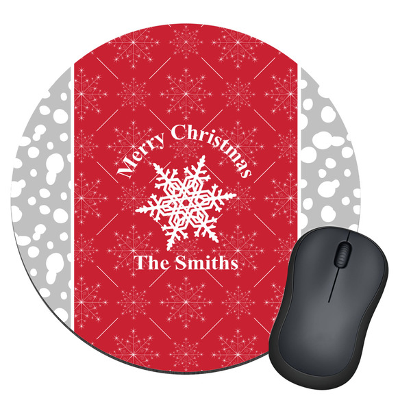 Custom Snowflakes Round Mouse Pad (Personalized)