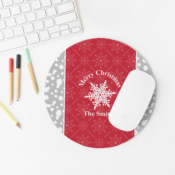 Snowflakes Round Mousepad - LIFESTYLE 2