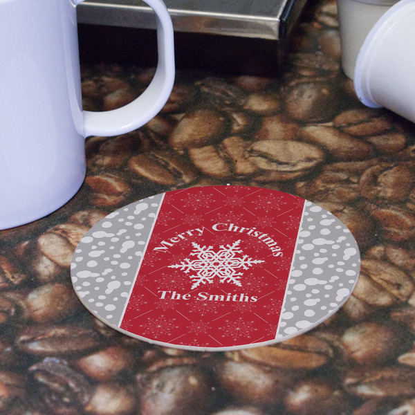 Snowflakes Round Paper Coaster - Front