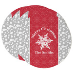Snowflakes Round Paper Coasters w/ Name or Text