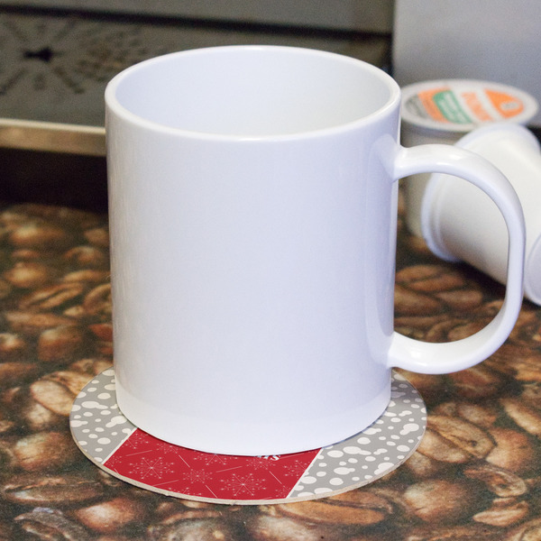 Snowflakes Round Paper Coaster - With Mug