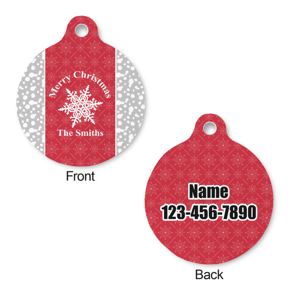 Snowflakes Round Pet ID Tag - Large - Approval
