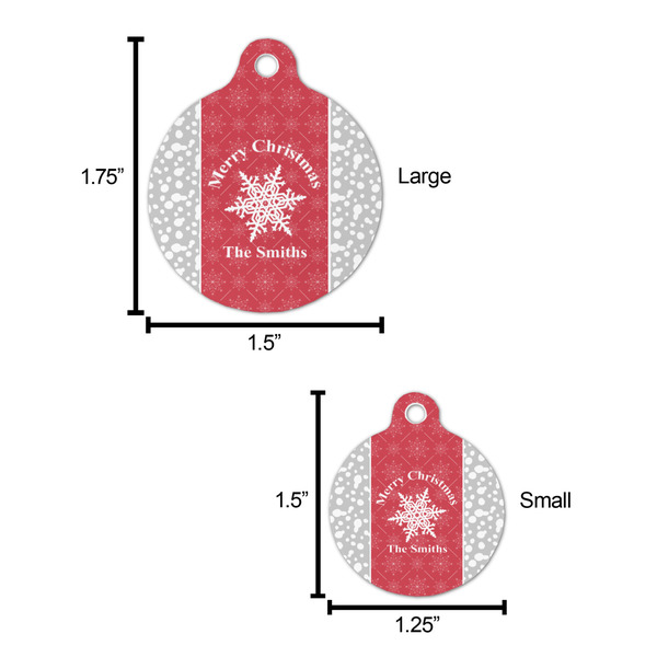 Snowflakes Round Pet ID Tag - Large - Comparison Scale
