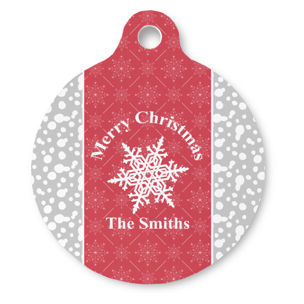 Custom Snowflakes Round Pet ID Tag - Large (Personalized)