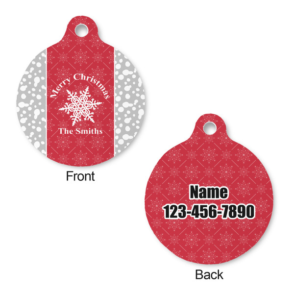 Snowflakes Round Pet Tag - Front & Back