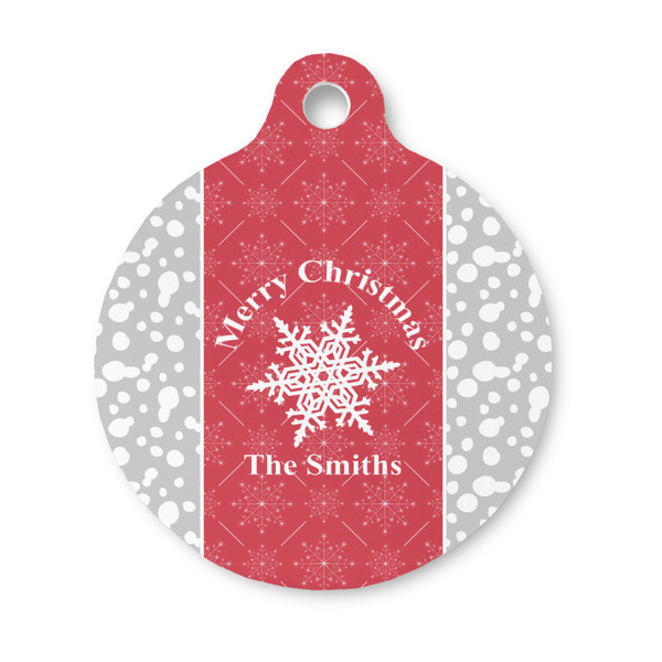 Custom Snowflakes Round Pet ID Tag - Small (Personalized)