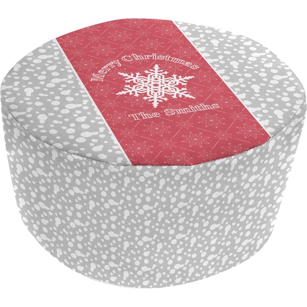 Custom Snowflakes Round Pouf Ottoman (Personalized)