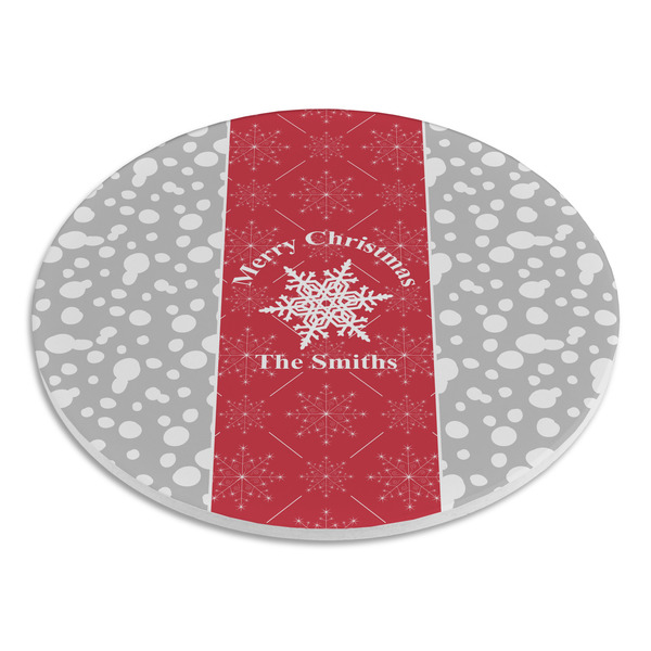 Snowflakes Round Stone Trivet - Angle View