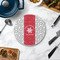 Snowflakes Round Stone Trivet - In Context View