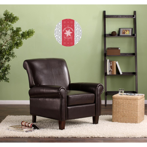 Snowflakes Round Wall Decal on Living Room Wall