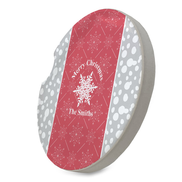 Snowflakes Sandstone Car Coaster - STANDING ANGLE