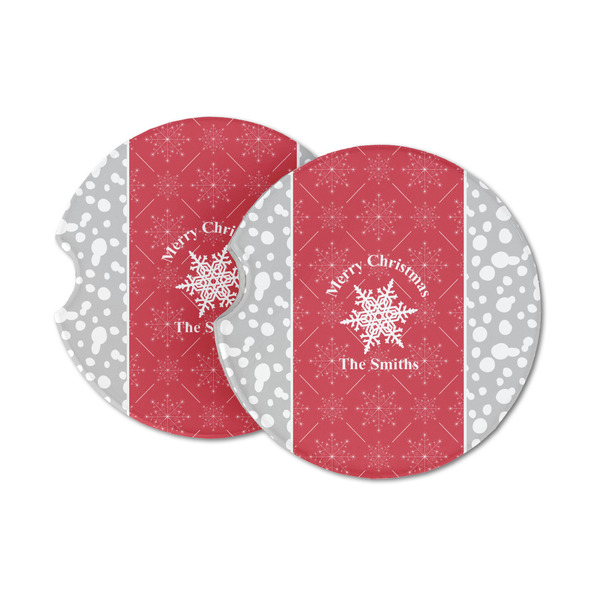 Custom Snowflakes Sandstone Car Coasters - Set of 2 (Personalized)