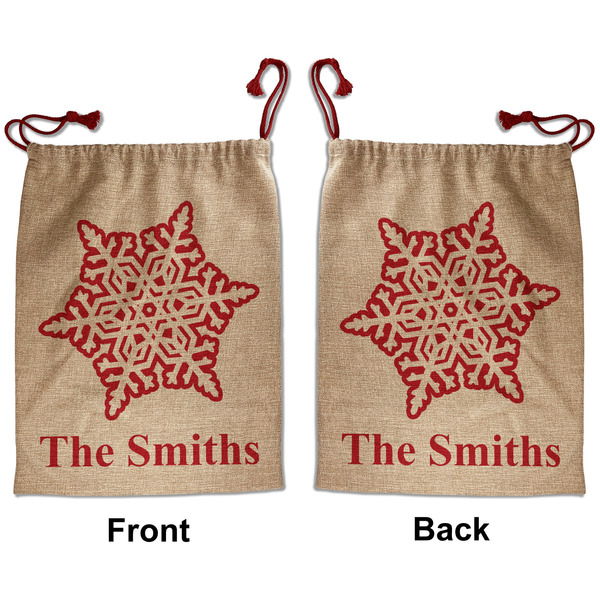 Custom Snowflakes Santa Sack - Front & Back (Personalized)