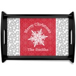Snowflakes Black Wooden Tray - Small (Personalized)
