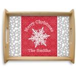 Snowflakes Natural Wooden Tray - Large (Personalized)