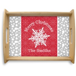 Snowflakes Natural Wooden Tray - Large (Personalized)