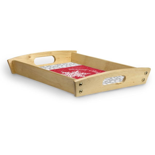 Snowflakes Serving Tray Wood Small - Corner