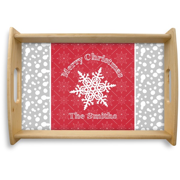 Custom Snowflakes Natural Wooden Tray - Small (Personalized)