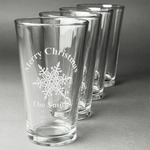 Snowflakes Pint Glasses - Engraved (Set of 4) (Personalized)