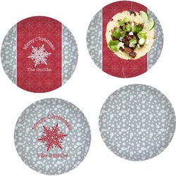 Snowflakes Set of 4 Glass Lunch / Dinner Plate 10" (Personalized)