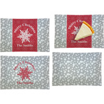 Snowflakes Set of 4 Glass Rectangular Appetizer / Dessert Plate (Personalized)