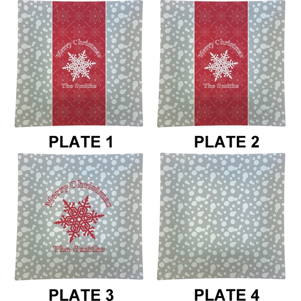 Snowflakes Set of Square Dinner Plates (Approval)
