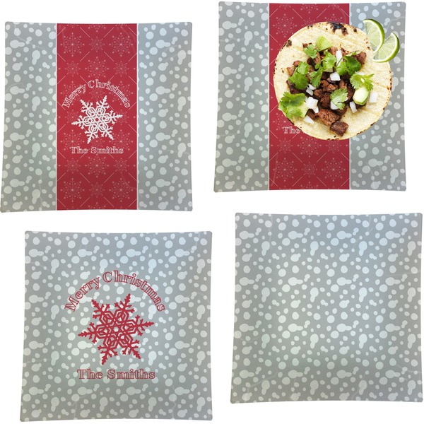Snowflakes Set of Square Dinner Plates