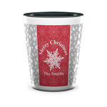 Snowflakes Ceramic Shot Glass - 1.5 oz - Two Tone - Set of 4 (Personalized)