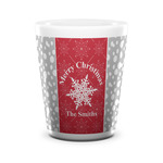 Snowflakes Ceramic Shot Glass - 1.5 oz - White - Set of 4 (Personalized)