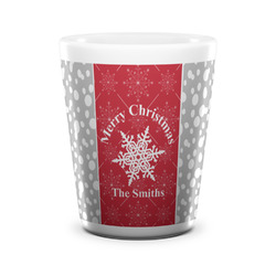Snowflakes Ceramic Shot Glass - 1.5 oz - White - Set of 4 (Personalized)
