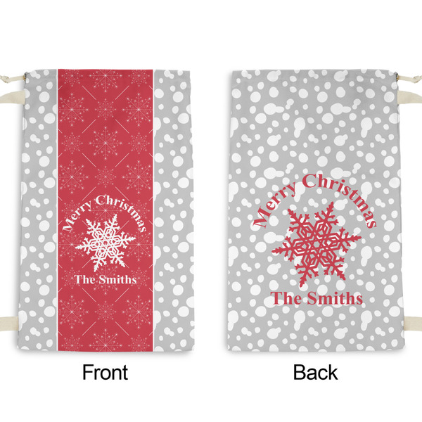 Snowflakes Small Laundry Bag - Front & Back View